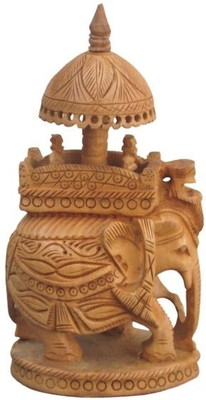 

Chitra Handicraft Elephant Decorative Showpiece - 10 cm(Wooden, Brown)