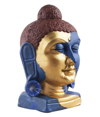 

NG Art Ventura Buddha Head in Gold and Ink Blue Decorative Showpiece - 20 cm(Earthenware, Terracotta, Gold, Blue)