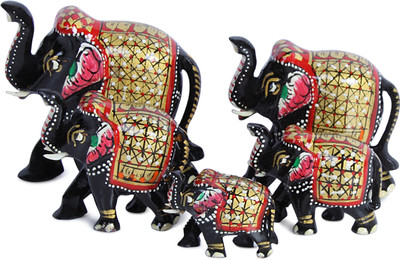 

charkhamart.com Wooden elephant Decorative Showpiece - 5 cm(Wooden, Black)