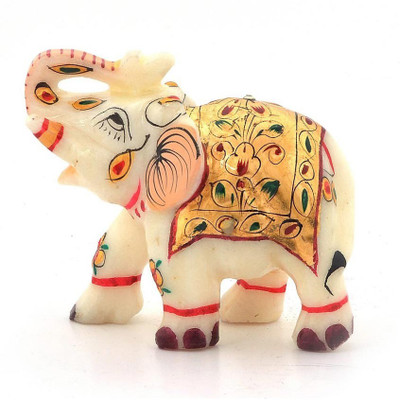 

Pooja Creation Handmade Marble Elephant Decorative Showpiece - 5 cm(Stoneware, White)