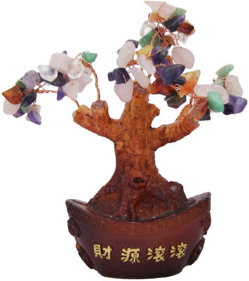 

DivyaMantra Feng Shui Gem Tree Decorative Showpiece - 16 cm(Polyresin, Multicolor)