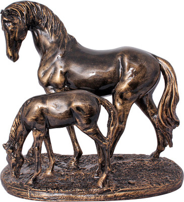 

Art N Hub Horse Baby Horse Pair Pet Animal Figure Statue Décor Gift item Decorative Showpiece - 24 cm(Earthenware, Multicolor)