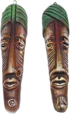 

Sarvsiddhi Terracotta Tribal Couple Mask Decorative Showpiece - 5 cm(Terracotta, Multicolor)