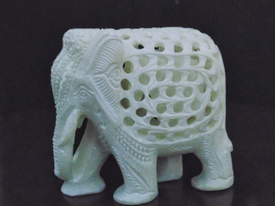 

Pooja Creation Beautiful Elephant For DéCor Decorative Showpiece - 11 cm(Stoneware, White)