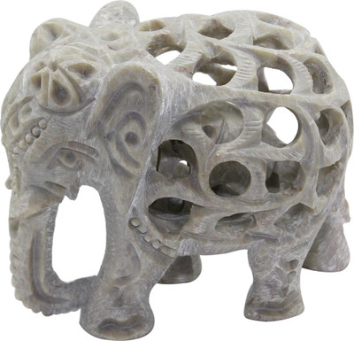 

Frabjous Elephant Jali Design Decorative Showpiece - 8 cm(Ceramic, Grey)