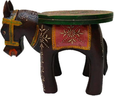 

JaipurCrafts Horse Stool for Decoratives Decorative Showpiece - 17.78 cm(Wooden, Multicolor)