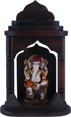 

The Nodding Head Mandir Ganesh Decorative Showpiece - 19 cm(Polyresin, Multicolor)