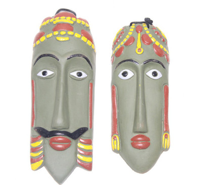 

Sarvsiddhi Terracotta Tribal Couple Mask Decorative Showpiece - 3 cm(Terracotta, Multicolor)
