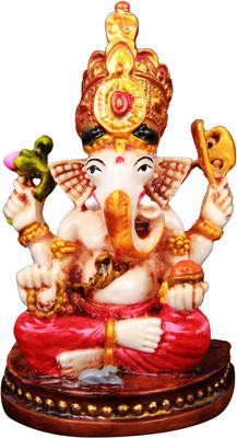 

The Nodding Head Polyresin - Siddhivinayak Sitting on Base (Red) Decorative Showpiece - 7.6 cm(Polyresin, Multicolor)