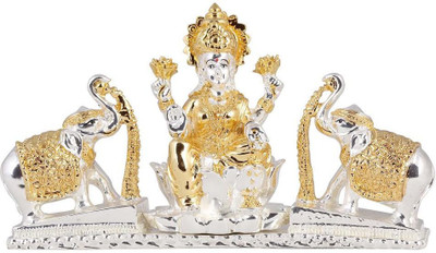 

Siri Creations Lakshmi Idol with elephants Decorative Showpiece - 8 cm(Silver Plated, Silver)