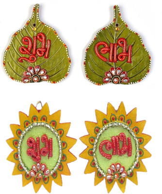 

JaipurCrafts Combo of Designer Sunflower and Paan Shubh Labh Wall Hangings Decorative Showpiece - 15.24 cm(Paper Mache, Multicolor)