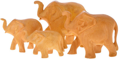 

Rajkruti Wooden Handicraft Plain Elephant Set Of 4 Pc Decorative Showpiece - 8 cm(Wooden, Brown)