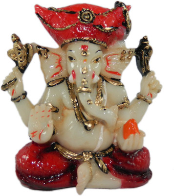 Morpankh Art Vastu Fengshui Religious Idols of Malhar Pagdi Ganesh Premium Statue Decorative Showpiece - 7.5 cm(Polyresin, Multicolor)