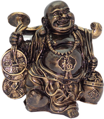 

Art N Hub Laughing Buddha - Handicraft Decor Statue (H-26cm) Decorative Showpiece - 26 cm(Polyresin, Gold)