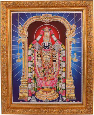 

BM Traders Silver Zari Work Photo Of Tirupati Balaji In Golden Frame Decorative Showpiece - 35.56 cm(Wooden, Multicolor)