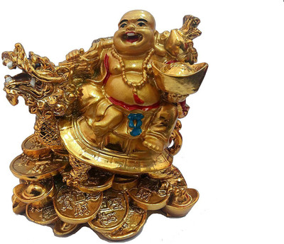 Creative Gifts Vastu Feng Shui Dragon Buddha Decorative Showpiece - 14 cm(Polyresin, Gold)