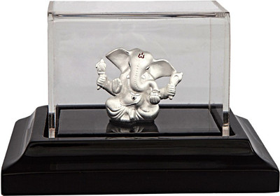 

Siri Creations 999 Pure Silver Ganesha Idol with Acralyic Base Decorative Showpiece - 5.5 cm(Silver, Silver)