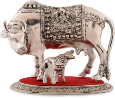 

JaipurCrafts Decorative Cow with Calf statue Decorative Showpiece - 17.78 cm(Aluminium, Multicolor)