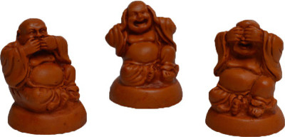 

eCraftIndia Set of 3 Laughing Buddha - Brown Decorative Showpiece - 6.35 cm(Polyresin, Brown)