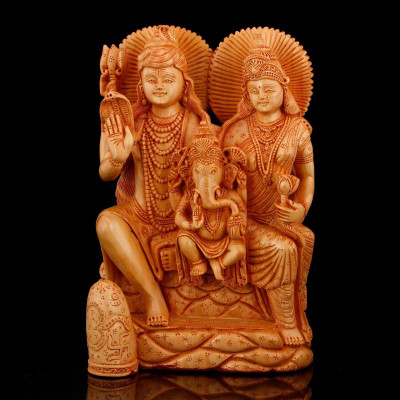 

Collectible India Large Hindu Lord Shiva Family Wooden Statue Parvarti Ganesha Parivar Decorative Showpiece - 26.25 cm(Wooden, Multicolor)