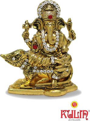 

Kulin God Ganesh | Ganpati | Lord Ganesha Idol With Mouse - Statue Gift item Decorative Showpiece - 7 cm(Gold, Gold)