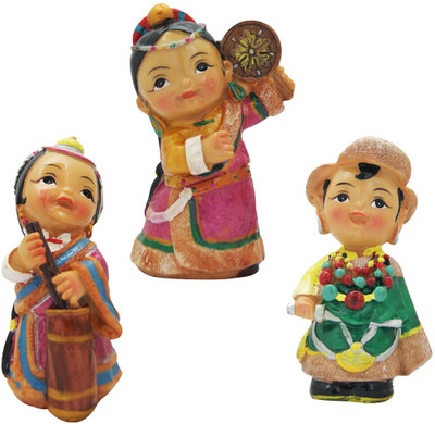 

DivyaMantra Set Of Tibetan Ethnic Dolls (4469) Decorative Showpiece - 12.5 cm(Polyresin, Multicolor)