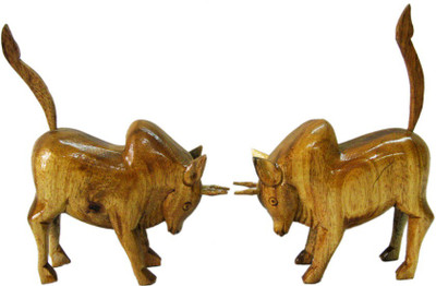 

Karukraft Wooden Standing Bull Pair Decorative Showpiece - 7.5 cm(Wooden, Yellow, Brown)