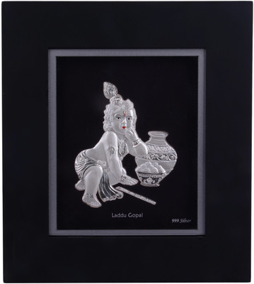 

Siri Creations 999 Pure Silver Krishna With Acralyic Frame Big Decorative Showpiece - 22.5 cm(Silver, Silver)