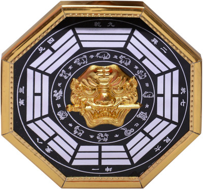 

Vashoppee Vastu / Feng Shui / Fu Dog Bagua Decorative Showpiece - 19 cm(Wooden, Gold)