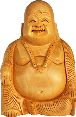 

Shree Sai Good Luck Sign Laughing Buddha Handicraft Gift Decorative Showpiece - 14.9 cm(Wooden, Yellow)