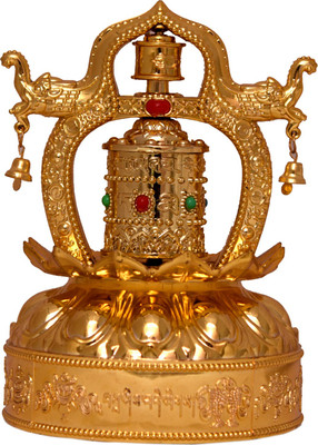 

Zeroza Fengshui Tibetan Rotating Prayer Wheel Decorative Showpiece - 12 cm(Gold Finish, Gold)