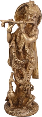 ARIHANT CRAFT Hindu God Krishna Idol Kanha Statue Kanahiya Sculpture Hand Craft Decorative Showpiece  -  24.5 cm(Brass, Yellow, Gold)