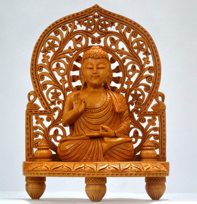 

Collectible India Abhaya Blessing Wood Lord Buddha Idol Wooden Statue Decorative Showpiece - 25 cm(Wooden, Brown)