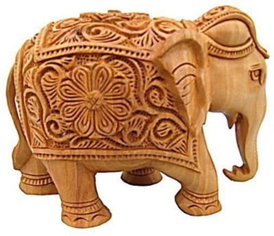 

Ruchi World Elephant Chwe Decorative Showpiece - 4 cm(Wooden, Yellow)