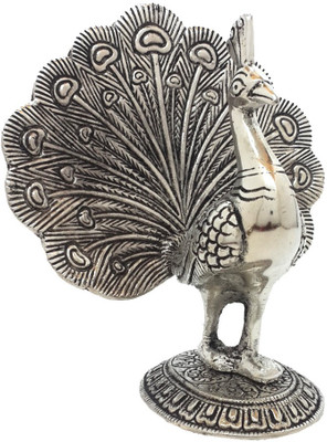 

DivineCrafts Whte Metal Dancing Peacock Decorative Showpiece - 15.5 cm(Aluminium, Silver)