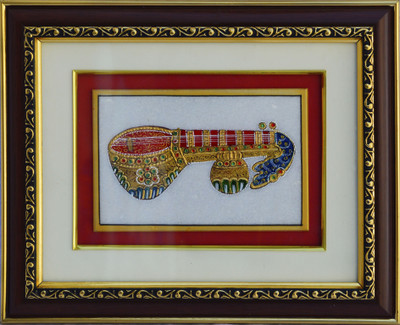 

eCraftIndia Marble Painting of Vichitra Veena Decorative Showpiece - 22.86 cm(Stoneware, Multicolor)