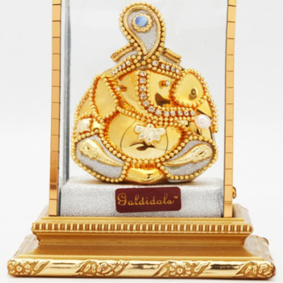 9% OFF on Ghasitaram Gifts Lord Ganesha Showpiece - 5 cm(Gold Plated, Multicolor)