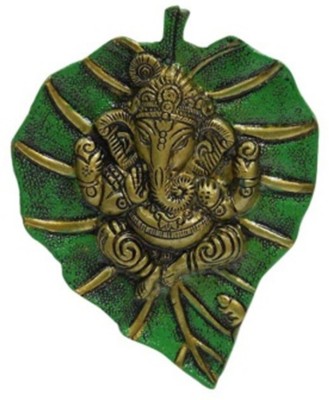 

JaipurCrafts Lord Ganesha On Green Leaf Wall Hanging Decorative Showpiece - 19 cm(Aluminium, Green, Gold)