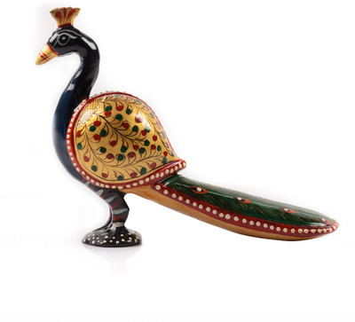 

eCraftIndia Sitting Peacock Decorative Showpiece - 7.62 cm(Wooden, Brown)