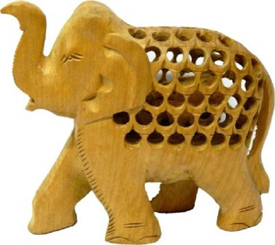 

HanumantCreations Wooden Handicraft Jali Elephant Showpiece Decorative Showpiece - 10 cm(Wooden, Brown)