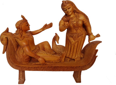 

DivineCrafts Wooden Beautiful Carved Radha-Krishna On Boat Decorative Showpiece - 22 cm(Wooden, Brown)