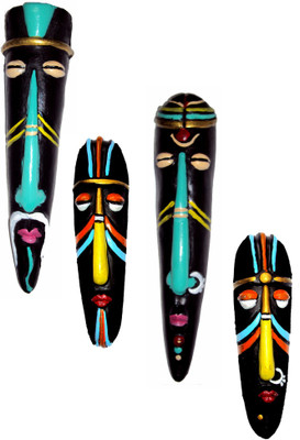 

Hand Artz Terracotta Wall Hanging Tribal King Queen Mask Decorative Showpiece - 28 cm(Terracotta, Multicolor)