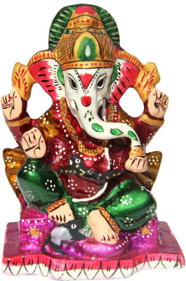 36% OFF on Handicrafts Paradise Ganesh Decorative Showpiece - 10 cm(Aluminium, Multicolor)