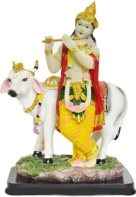 

Kriti Creations Lord Krishna with Cow Decorative Showpiece - 21.2 cm(Polyresin, Multicolor)