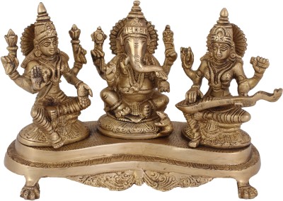 ARIHANT CRAFT Hindu God Lakshmi Ganesha Saraswati Idol Statue Sculpture Hand Work Decorative Showpiece  -  15.5 cm(Brass, Gold)