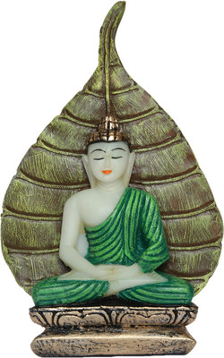 

Heeran Art Vastu Fangshui Religious Idol of Lord Gautama Buddha Statue GRW Decorative Showpiece - 15 cm(Polyresin, Green, White)