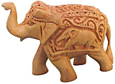 

Chitra Handicraft Elephant Decorative Showpiece - 7 cm(Wooden, Brown)