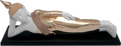 

Art N Hub Sleeping Buddha -Gold Plated Statue With Wooden Base (L-59 CM) Decorative Showpiece - 24 cm(Earthenware, Wooden, Gold)