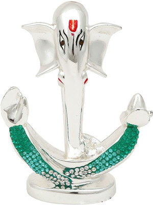

Hawai Lord Ganesha Decorative Showpiece - 8.89 cm(Silver Finish, Silver)