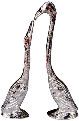 

Sunvi Silver Shine Swan Set Decorative Showpiece - 17 cm(Aluminium, Silver)